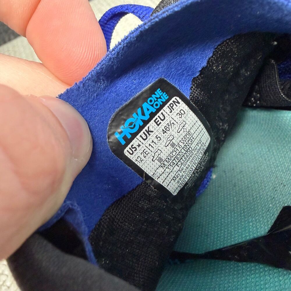 Hoka One One Mach 6 Night Sky Blue Black Athletic Running Shoes Men’s 12 WIDE 2E - Picture 8 of 8